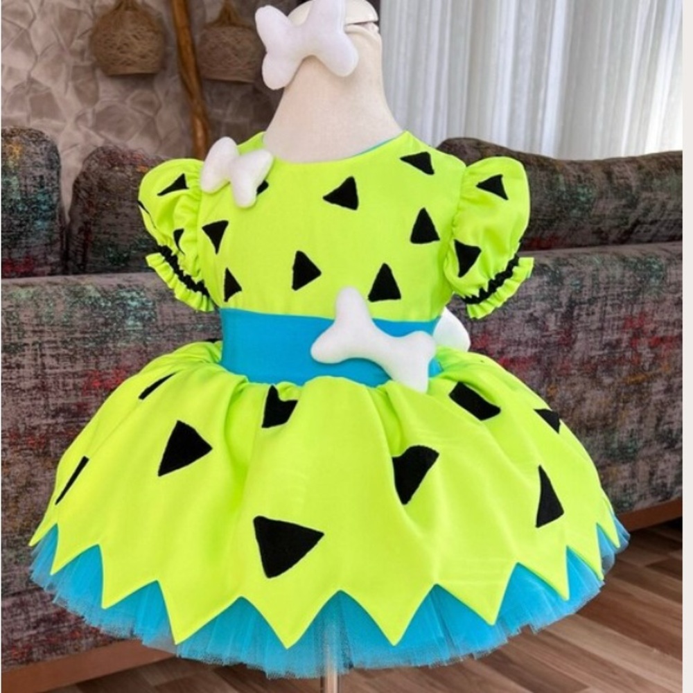 Flintstones-Inspired Kids Costume - Green and Blue